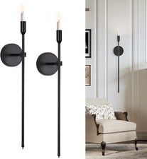 Black Candle Sconces Long Wall Candle Holder, Set of 2 Large Wall Candle Sconce