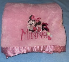 Disney Baby Pink Minnie Mouse Soft Baby Blanket Hearts And Polkadot Trim
