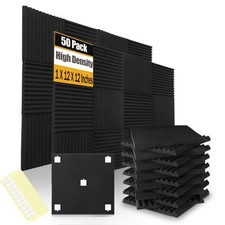 50 Pack Acoustic Foam Panels 1" X 12" X 12" Wedge Soundproof Studio Foam for ...