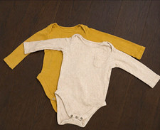 John Lewis 2-Pack Unisex Baby Long Sleeve Cotton Ribbed Bodysuits 6-9M
