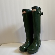 Hunter Original Tall Rain Boots Women  s US 7 Green Waterproof Rubber Boots