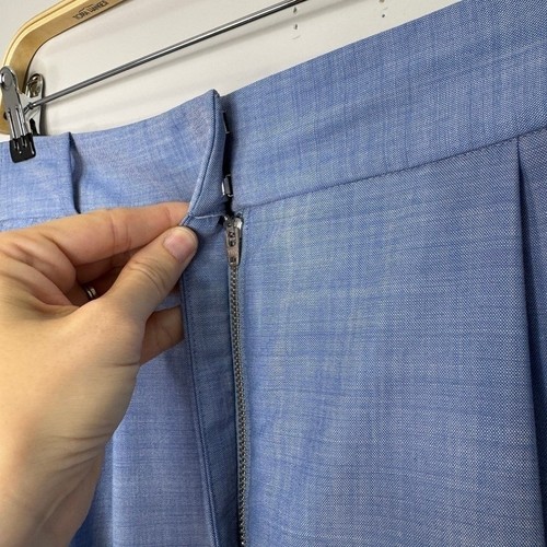 Tibi Serge Hose weites Bein Bundfalten Größe 4 blau 100% Schurwolle Cropped Hose - Bild 4 von 13