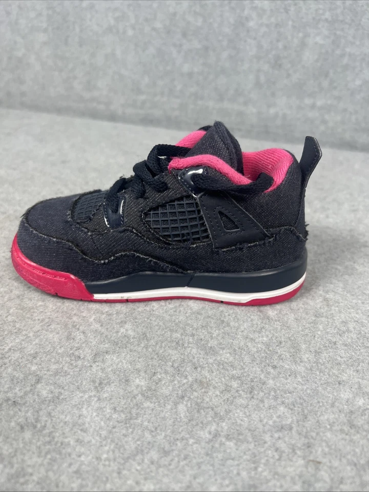 Nike Air Jordan 4 Retro GT Bebé Niña Talla 8C Azul Marino Denim Azul Y Rosa 705345-408 Foto 4 de 4