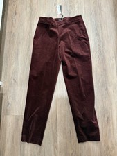 Talbots Curvy Fit Stretch Velvet Pants Zip Side Maroon Wine Size 4