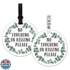 Do Not Touch Baby Signs-Stroller Tag, 2 Pack Greenery No Touching or Kissing