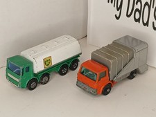 VINTAGE MATCHBOX LESNEY No. 32 LEYLAND BP PETROL TANKER & no. 7 Refuse Truck