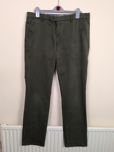Meyer Roma Men's Chino Trousers W38 L34 Green- Good Condition - Made In Germany