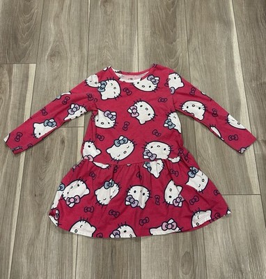 Sanrio Hello Kitty Girls Pink Fit & Flare Long Sleeve Dress Size 5T