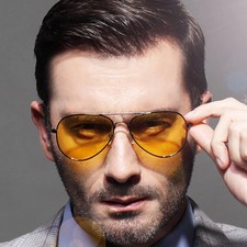 Classic Car Driving Night Vision glasses Sunglasses Yellow Lens Eyewear Pilot