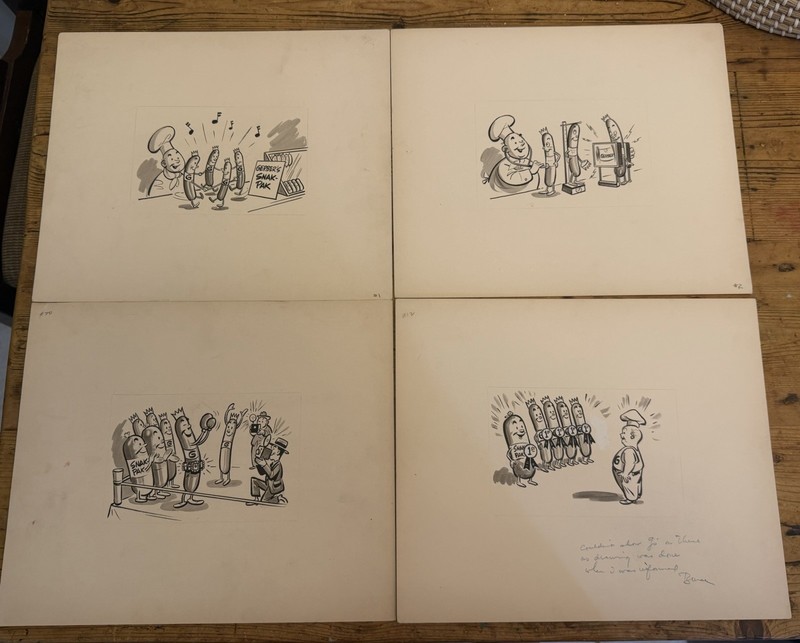 (24) Vintage Gerber Meats Advertisement Drawings/Proofs