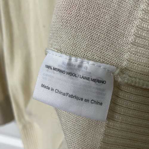 Tory Burch Simone Cardigan Womens XS Cream Merino Wool Gold Buttons Knit Neutral - Picture 6 of 9