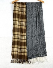 100 Cashmere Scarves Lot of 2  Made in Scotland  Plaid  Herringbone Fringe