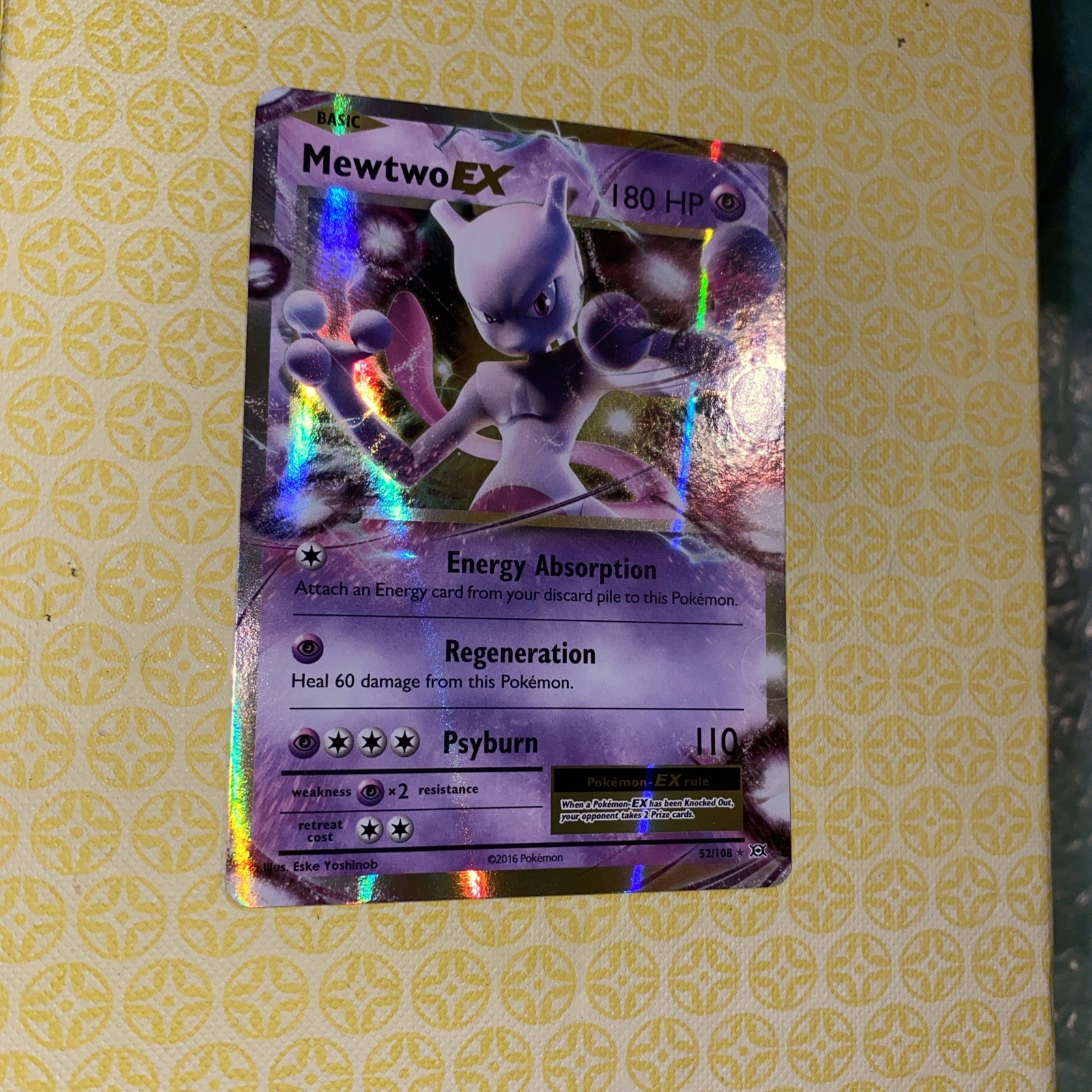 Pokemon xy evolutions Mewtwo ex mew two  052 52 52/108 rare mint condition great