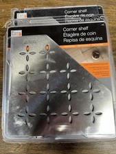 Schluter Shelf Corner Shower Shelf, Brushed Stainless Steel   Floral Design