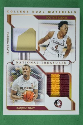 Scottie Barnes / Gray 2021 National Treasures Materials Relic #/5 Auto #CDM-SR