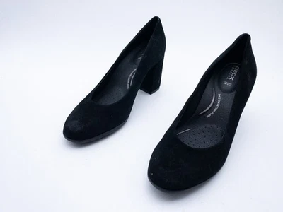 GEOX Escarpins Femme En Cuir Talon Bloc 8 Cm Noir Gr 38 EU Art 40579-98 - Photo 1/4