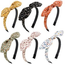 6 PCS Non Slip Fashion Knotted Thin Headband Bow Cute Top Knot Hair Bands