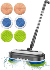 Cordless Electric Mop, Electric Spin Floor Mop with LED Headlights & Water Spray