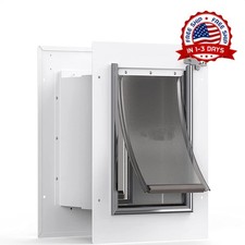 PUERTA PARA PERROS CON DOBLE CERRADURA MARCO ACERO PARED INTERIOR Y EXTERIOR