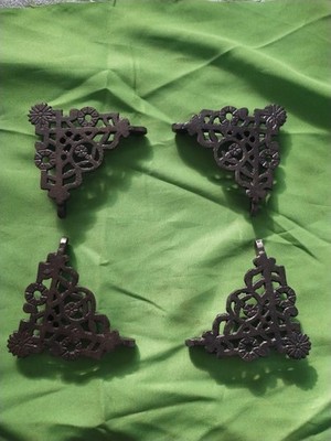 Set Of 4 Ornate Victorian Reproduction Cast Iron Screen Door Corner Supports