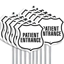 Patient Entrance Shield Shaped Sign With Stake Crafted in the USA