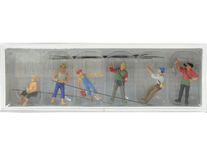 Figurines de 6 pêcheurs à la ligne PREISER 10077 peintes à la main, qualité supérieure HO 1/87