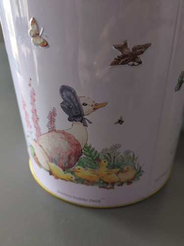 BEATRIX POTTER Peter Rabbit White Large Tin Mrs Tiggy Winkle Jemima ...