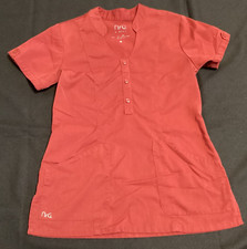 NrG Barco Red Scrub Top XS Womens Fitted Pockets V Neck Medical Uniform Nurse