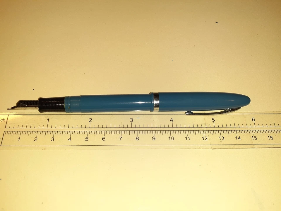 1956 Blue Sheaffer Craftsman Touchdown "Tip-Dip" restaurado - Imagem 2 de 4