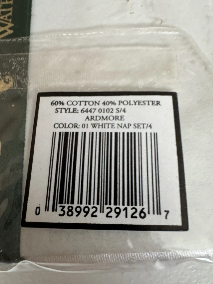 Conjunto de 4 Guardanapos Waterford Luxury Lençóis Ardmore Clássico Branco Jacquard Novo Com Etiquetas - Imagem 3 de 3