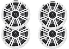 2 Pairs Kicker White Marine 6.5" 4 Ohm Coaxial Speaker Bundle Bulk Packaging 