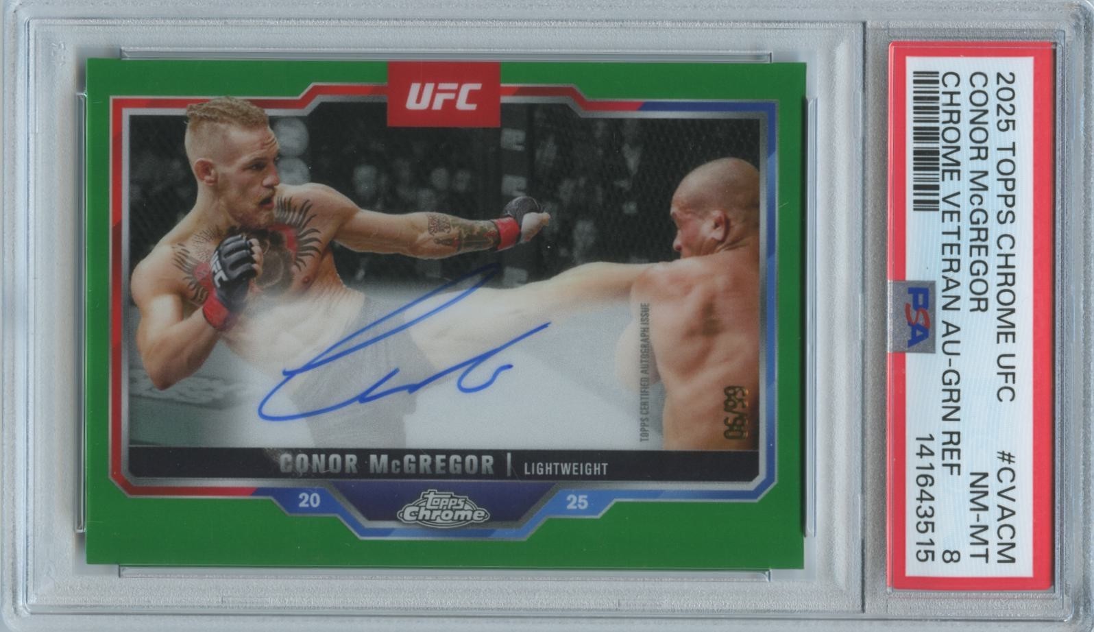 Conor Mcgregor 2025 Topps Chrome Green on Card Auto Autograph UFC 6/99 PSA 8
