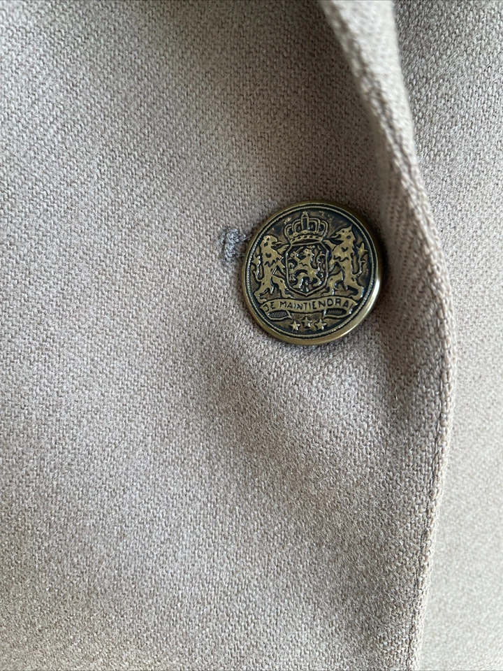 Vtg 90s Womens Netural Tailored Wool Blazer Size 8 Academia Capsule Old Money - Image 4 of 4