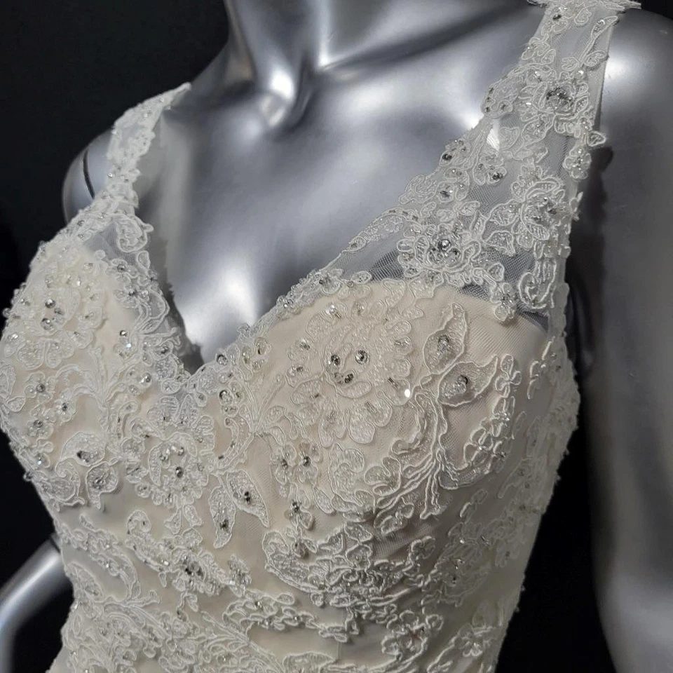 NWT~$1475~ELLA ROSA~8/10~IVORY EMBELLISHED CRYSTAL BEADED WEDDING DRESS GOWN - Image 3 of 4