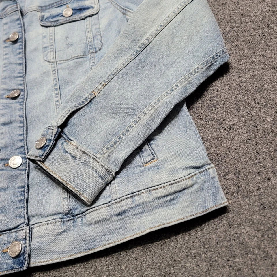 Chaqueta Lauren Conrad Mujer Grande Azul LC Jean Denim Trucker Abrigo Envejecido Foto 4 de 4