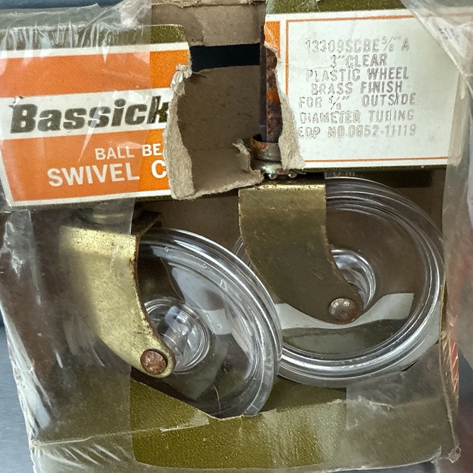 MCM Vintage Plastic Furniture Casters NOS 3” Wheels 5/8” Outside Rust** - Image 3 of 4