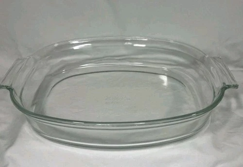 Vintage 704 PYREX 4 Qt Oval Handled Baking Dish Roaster 15 in x 11 in Clear 4 QT