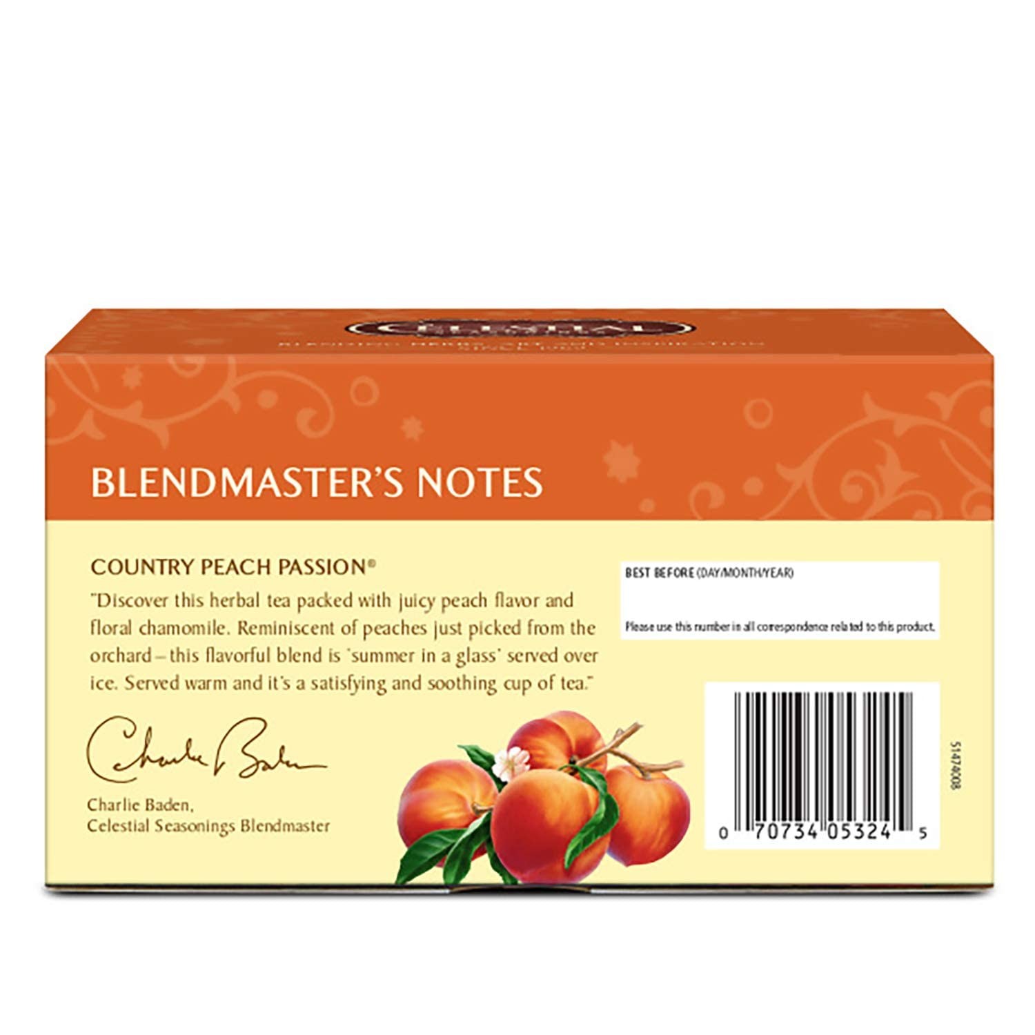 Celestial Seasonings Country Peach Passion Herbal Tea 6 Pack 20 Count Bags