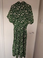 Zara Green White Short Sleeve Maxi Dress UK 10