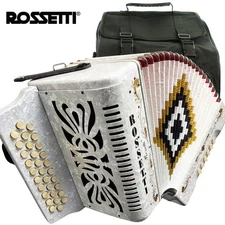 Rossetti 3112 GCF 31 Button 12 Bass Diatonic Accordion White + Padded Gig Bag