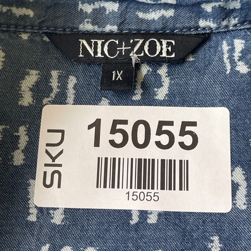 NIC+ZOE tunica top con bottoni donna taglia 1x blusa look lyocell chambray - Foto 3 di 9