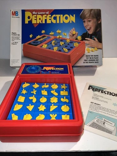 Game of Perfection Milton Bradley  Vintage 1990 Edition Complete 25 Shapes Works