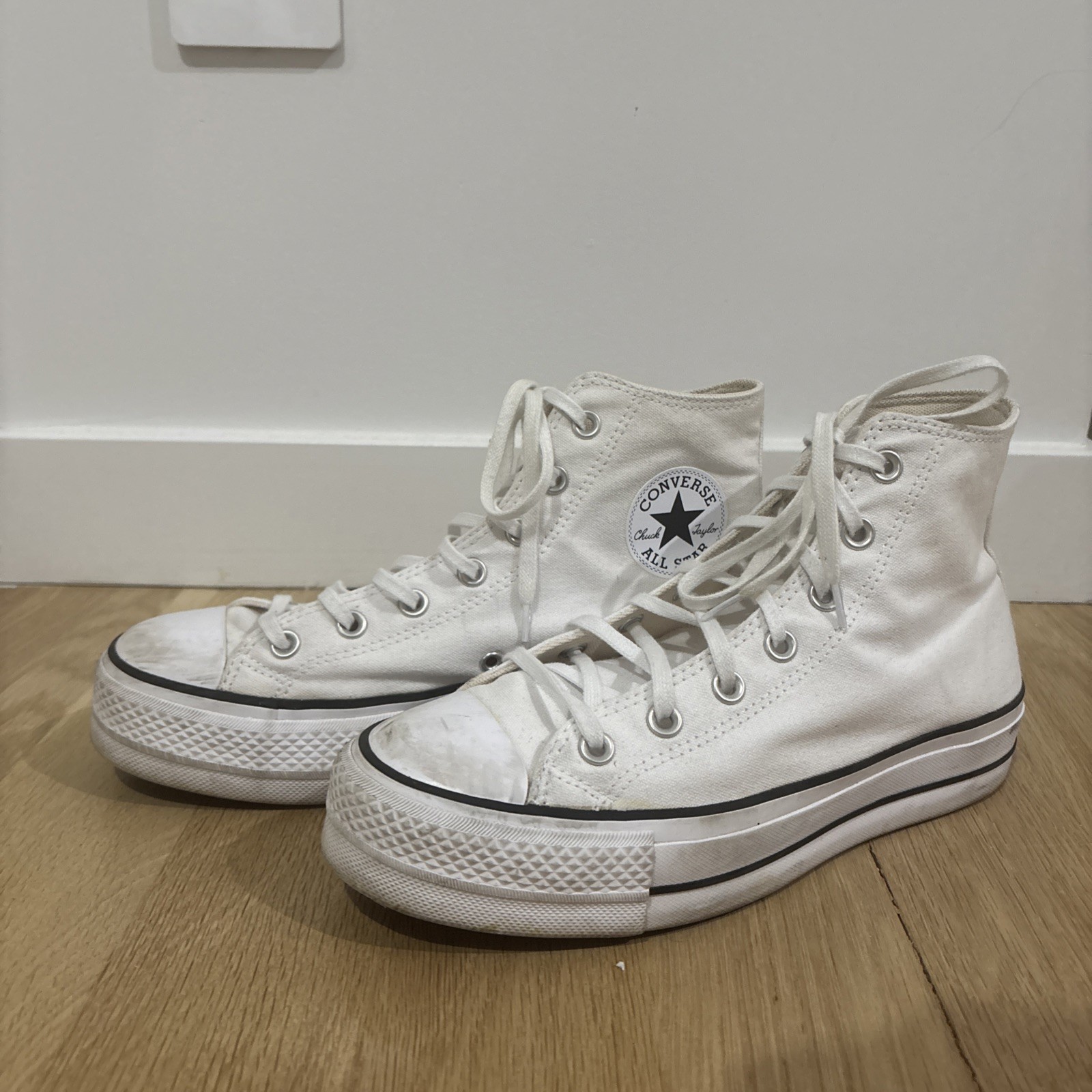 Converse Chuck Taylor All Star White Leather Platform High Top