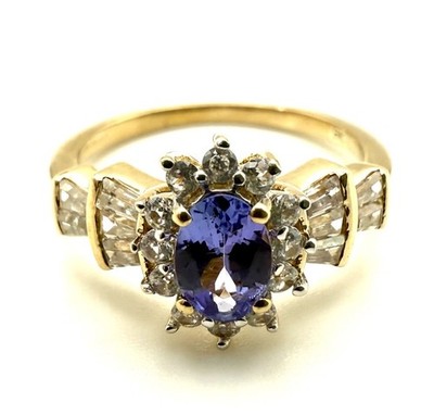 9 kt Gold Tansanit Ring Gold Blau Tansanit Statement Ring Dezember Geburtsstein
