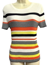 Elodie Sweater Top Women's Size XL Striped Ribbed Stretch S/S Fitted NWT