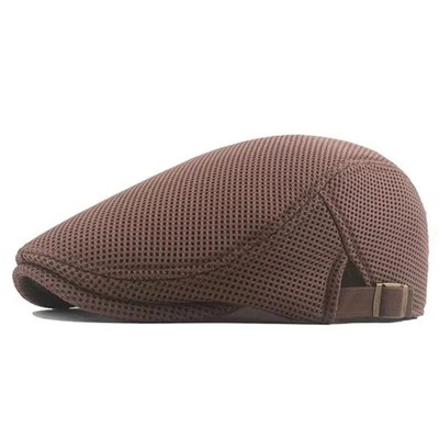 Mens Mesh Flat Cap Breathable Summer Ivy Gatsby Hat Adjustable Newsboy Golf ...