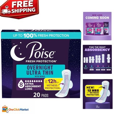 Overnight Incontinence & Postpartum Pads with Wings - 12 Hours of Dry Protection
