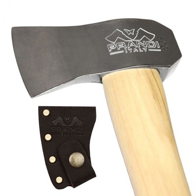 Prandi Hatchet 500 gr. Axtkopf aus C45-Stahl, 33 cm Hickorystiel, Lederscheide