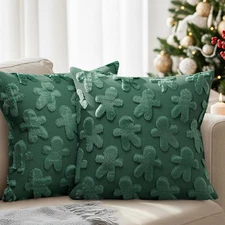 Gingerbread 20x20 Pillowcases Set of 2 - Christmas Home Decor Cushion Covers