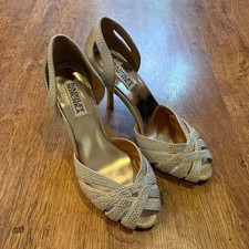 Badgley Mischka Gold Rhinestone D'Orsay Evening Pumps Heels Size 7M